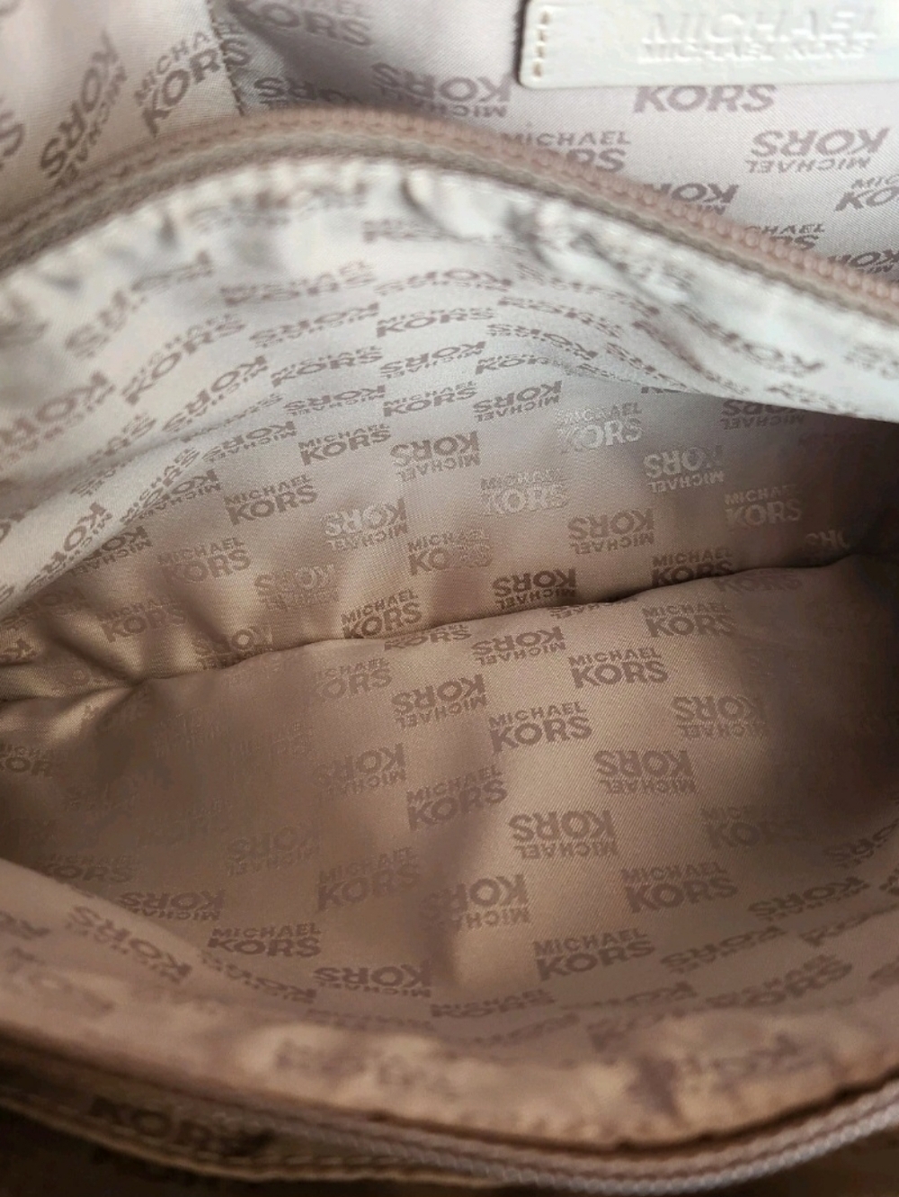 Michael Kors Cream & Brown MK Logo Satchel with Gold Hardware - Picture 14 of 16
